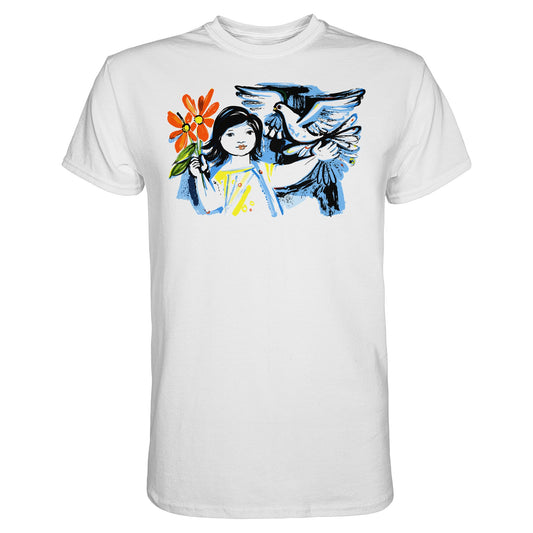 DDR Ostalgie Shirt Unisex • WALTER WOMACKA - MÄDCHEN MIT FRIEDENSTAUBE (1963)