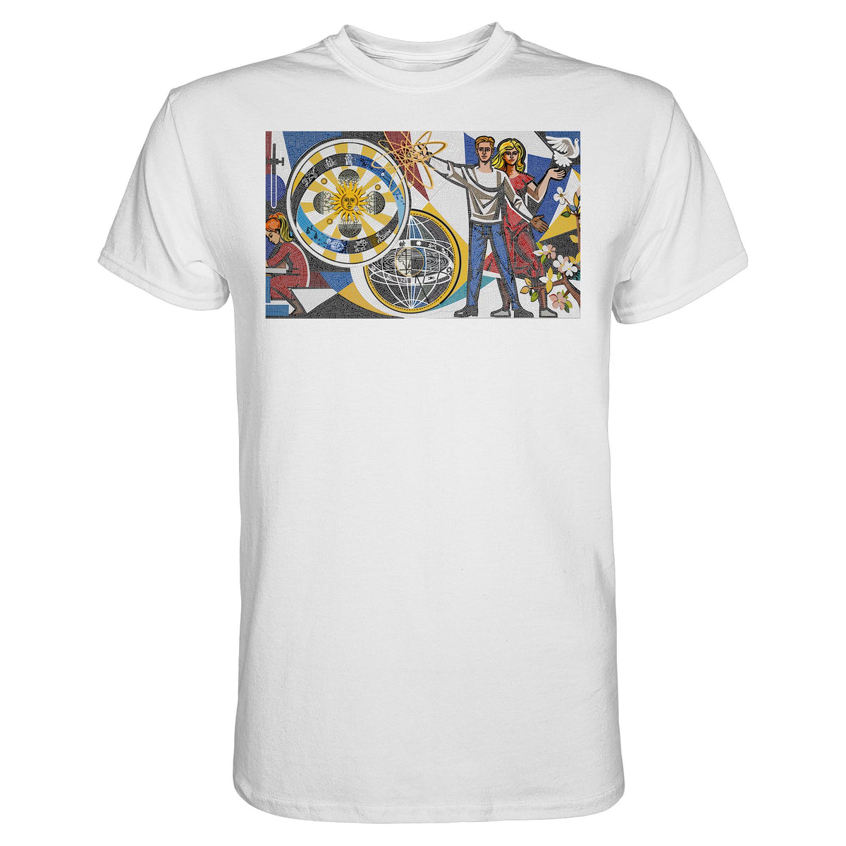 DDR Ostalgie Shirt Unisex • WALTER WOMACKA - JUNGES PAAR MIT FRIEDENSTAUBE (MOSAIK HAUS DES LEHRERS, 1964)