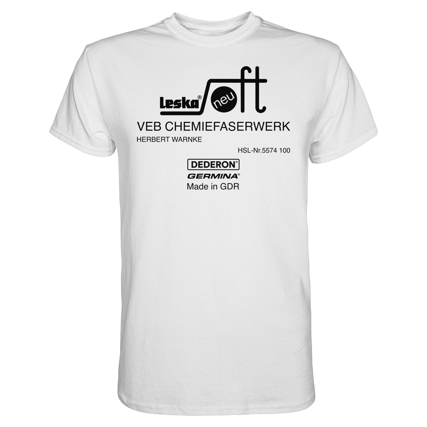 DDR Ostalgie Shirt Unisex • LESKA VEB CHEMIEFASERWERK HERBERT WARNKE - DEDERON, GERMINA