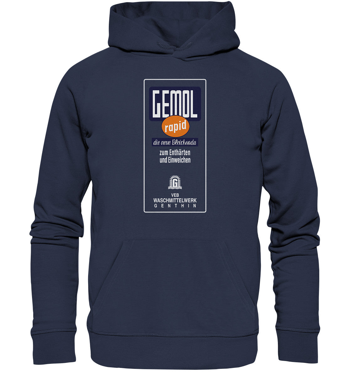 DDR Ostalgie Kapuze / Organic Hoodie Unisex • GEMOL - VEB WASCHMITTELWERK GENTHIN