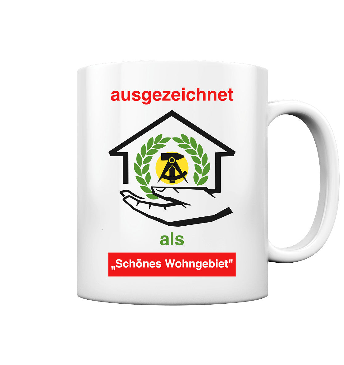 DDR Ostalgie Tasse • AUSZEICHNUNG SCHÖNES WOHNGEBIET (ORIGINAL SCHILD)