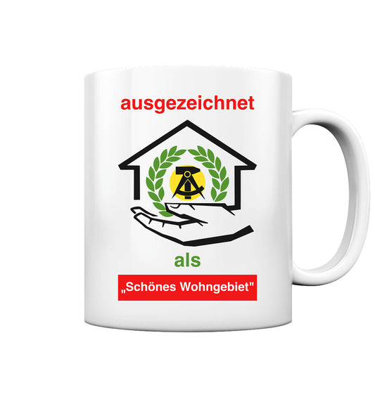 DDR Ostalgie Tasse • AUSZEICHNUNG SCHÖNES WOHNGEBIET (ORIGINAL SCHILD)