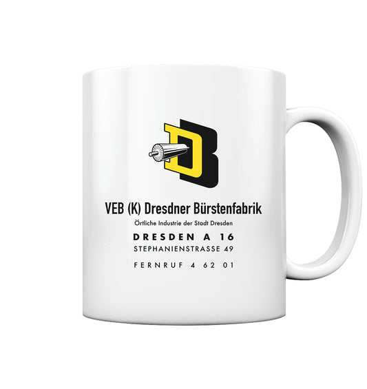 DDR Ostalgie Tasse • VEB DRESDNER BÜRSTENFABRIK