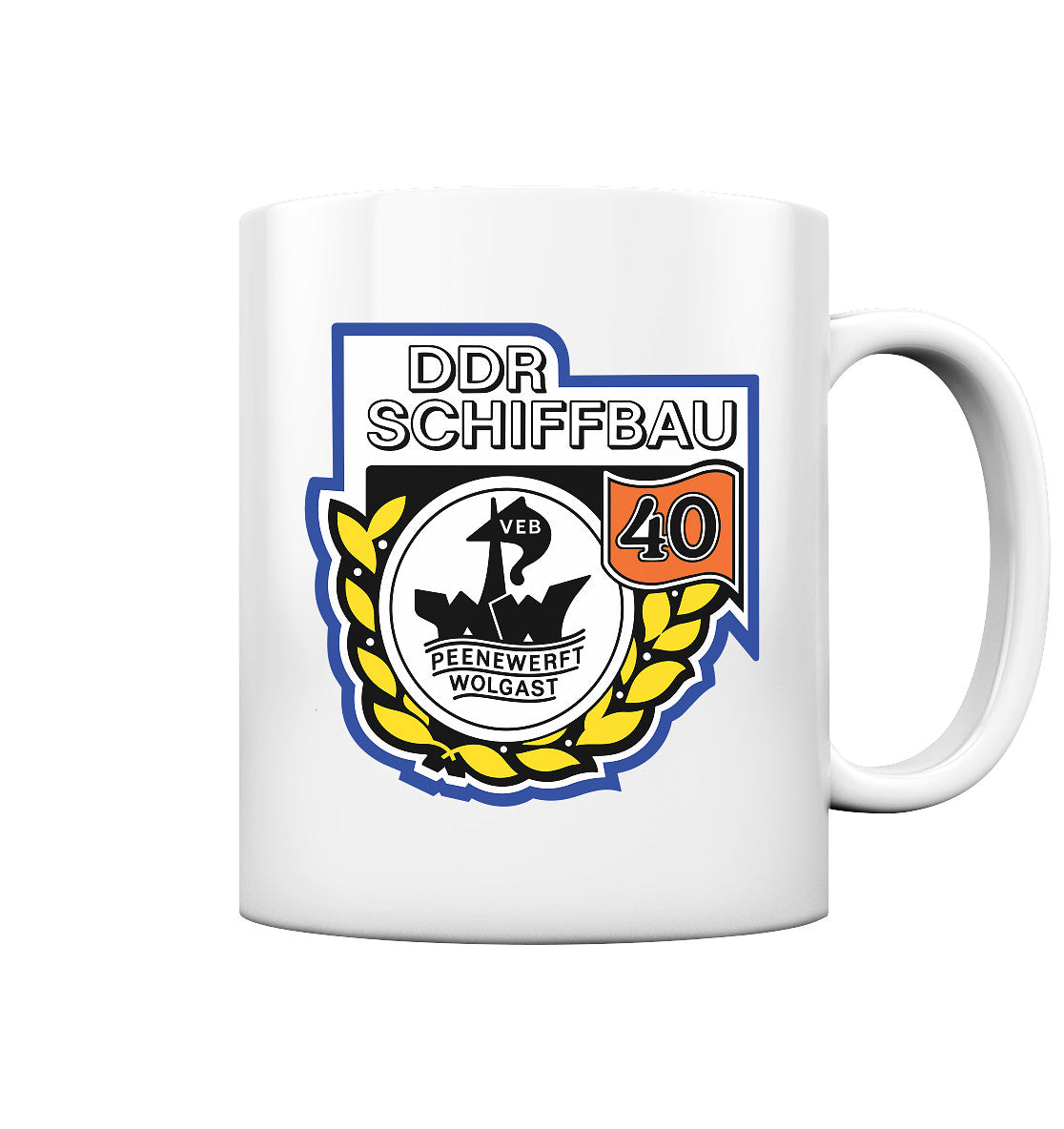 DDR Ostalgie Tasse • VEB PEENEWERFT WOLGAST, DDR SCHIFFBAU