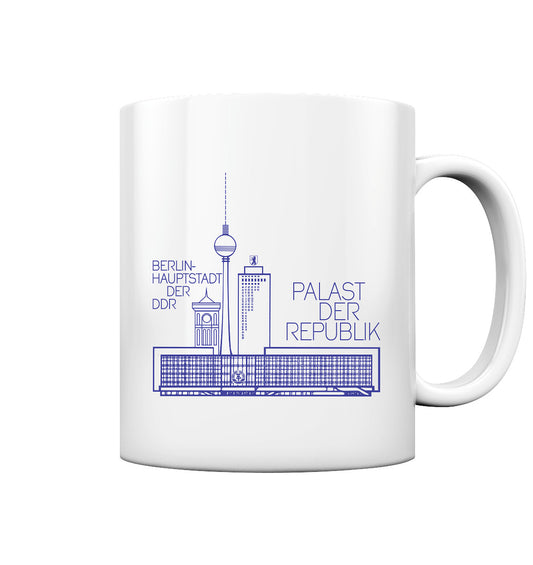 DDR Ostalgie Tasse • PALAST DER REPUBLIK (ORIGINAL ERSTTAGSSTEMPEL)