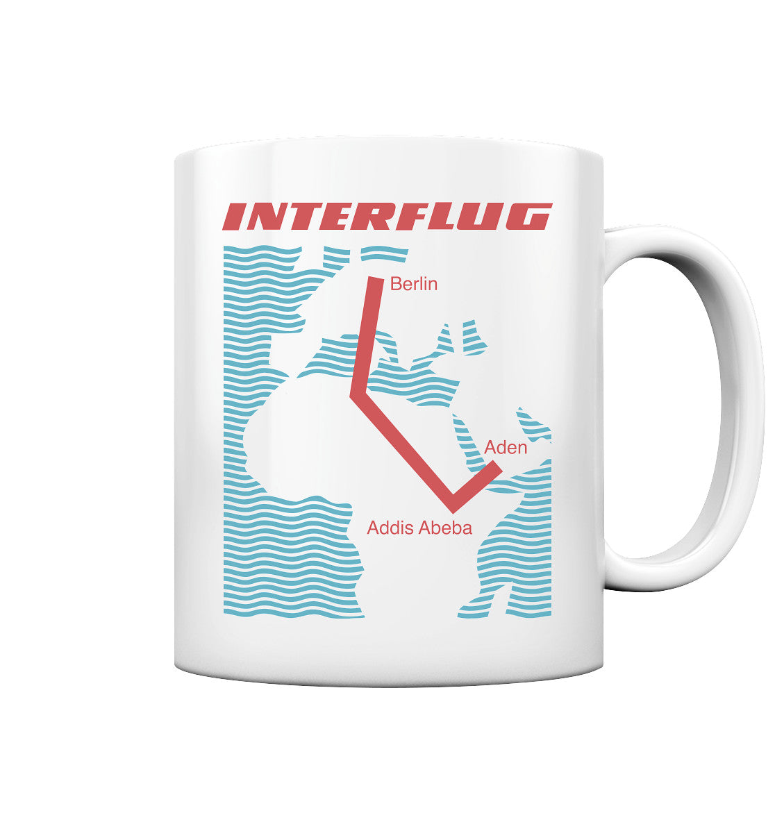 DDR Ostalgie Tasse • INTERFLUG BERLIN - ADDIS ABEBA (ORIGINAL SONDERSTEMPEL)