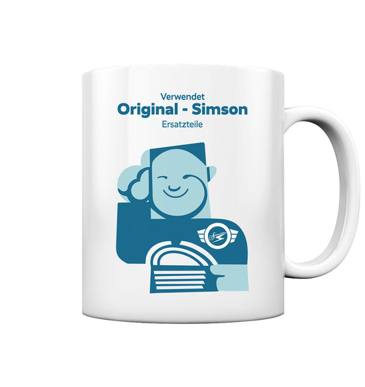 DDR Ostalgie Tasse • WERKSTATT-WERBUNG SIMSON-ERSATZTEILE
