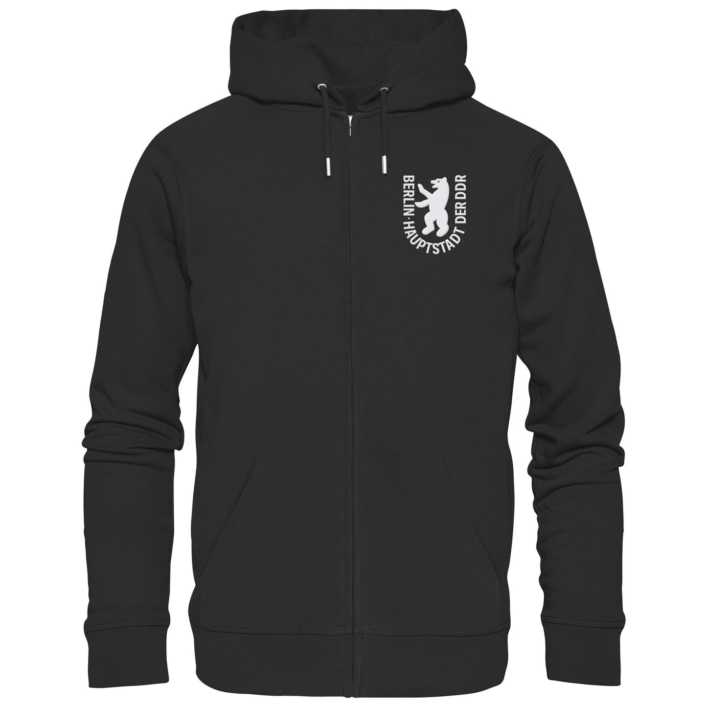 DDR Ostalgie Kapuze / Zipper Hoodie bestickt • BERLIN - HAUPTSTADT DER DDR