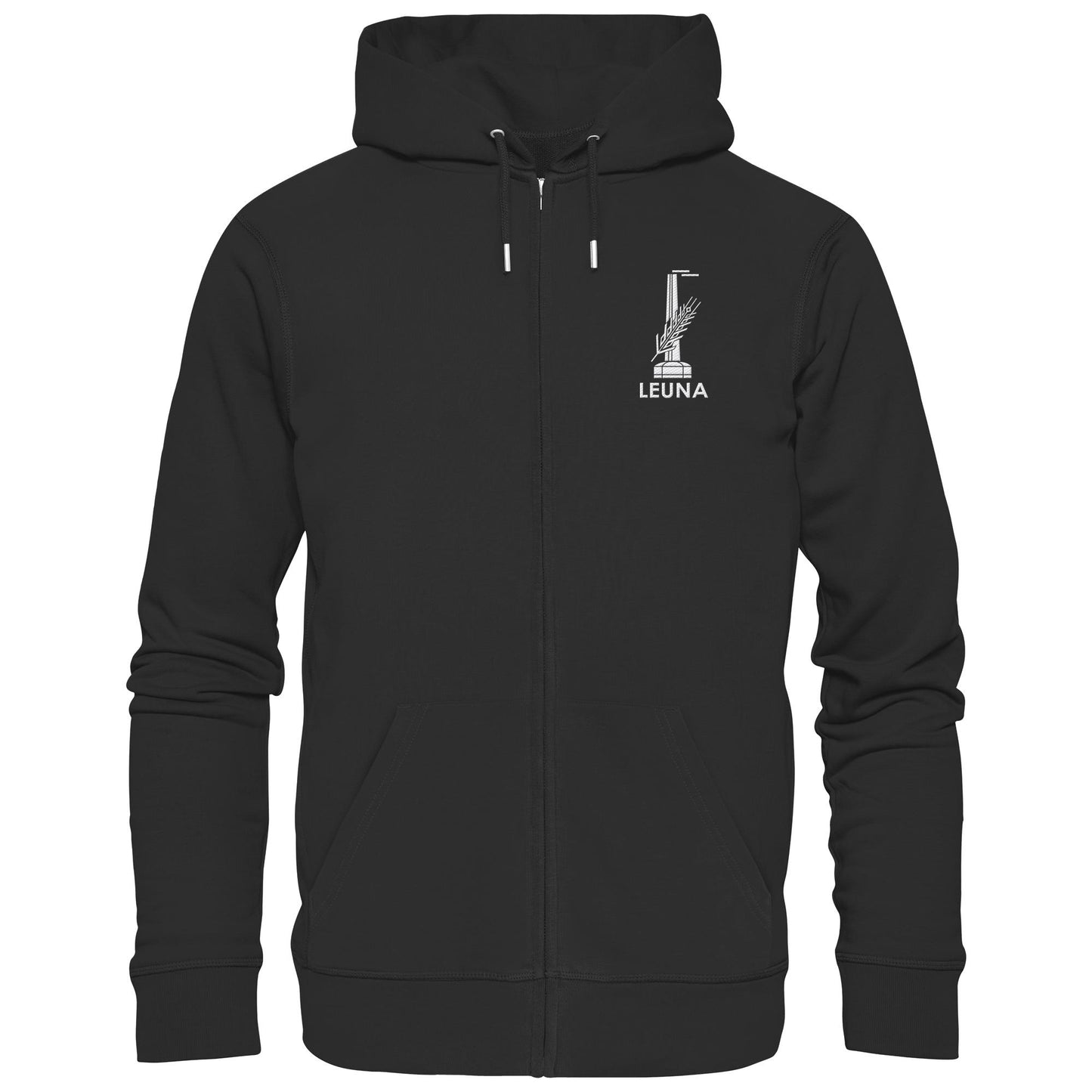 DDR Ostalgie Kapuze / Zipper Hoodie bestickt • LEUNA WERKE HALLE