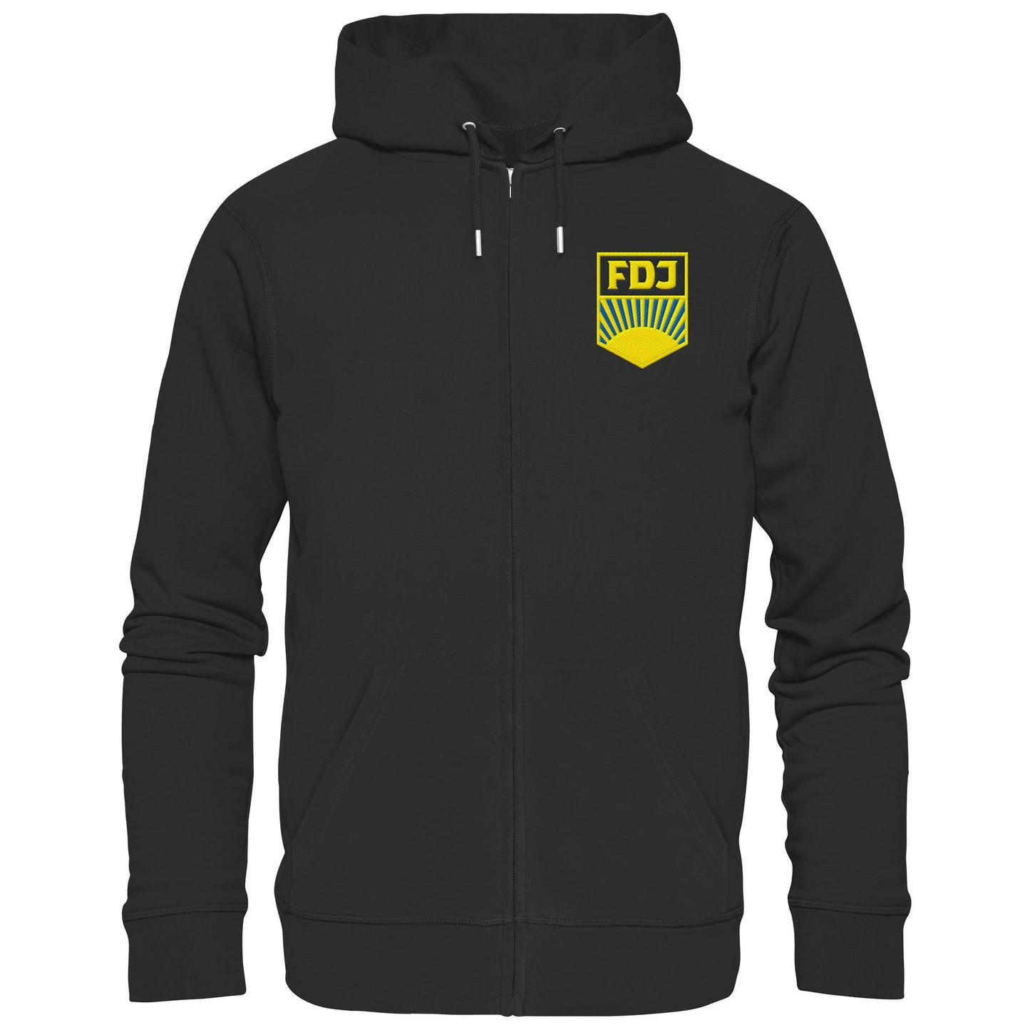 DDR Ostalgie Kapuze / Zipper Hoodie bestickt • FDJ - FARBIG