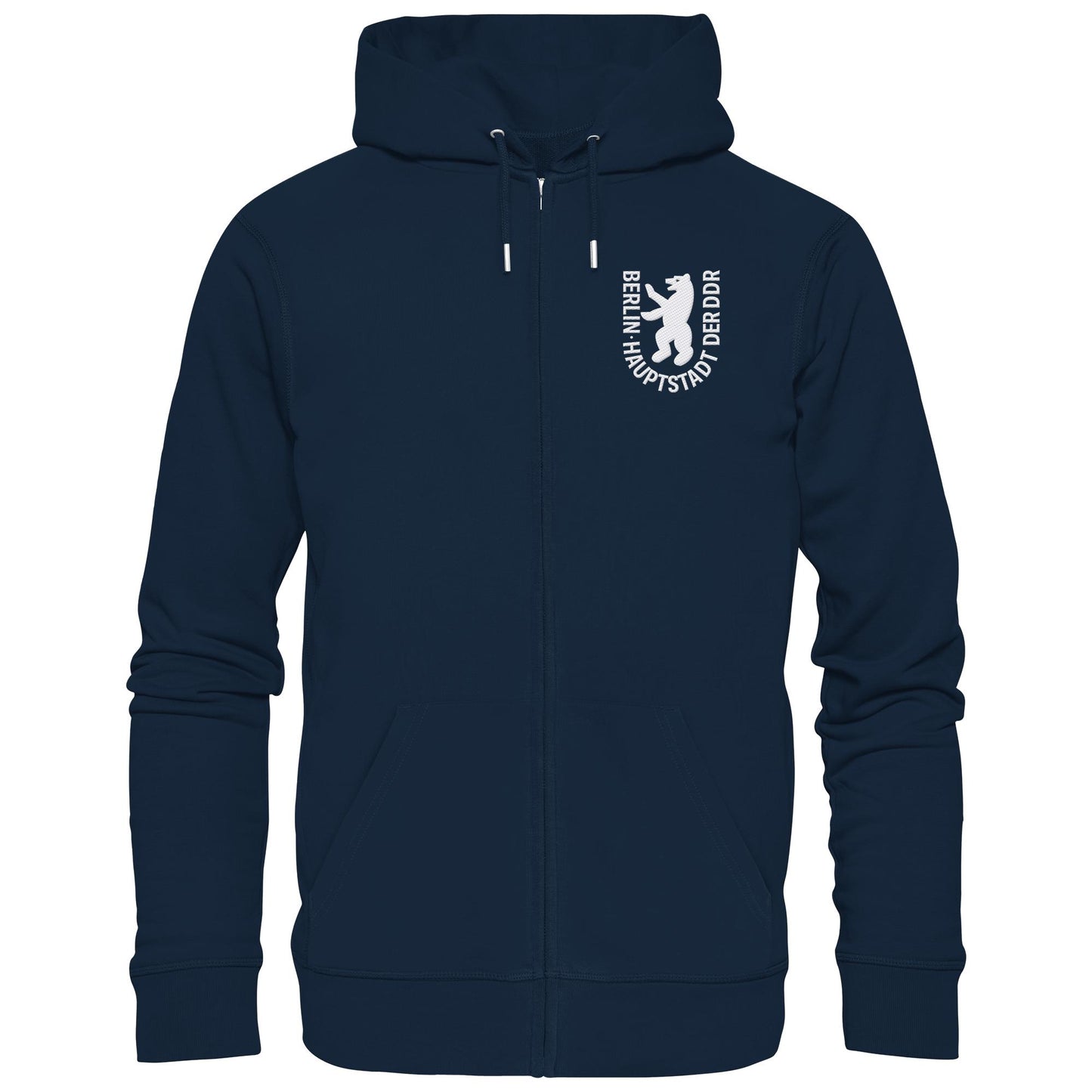 DDR Ostalgie Kapuze / Zipper Hoodie bestickt • BERLIN - HAUPTSTADT DER DDR