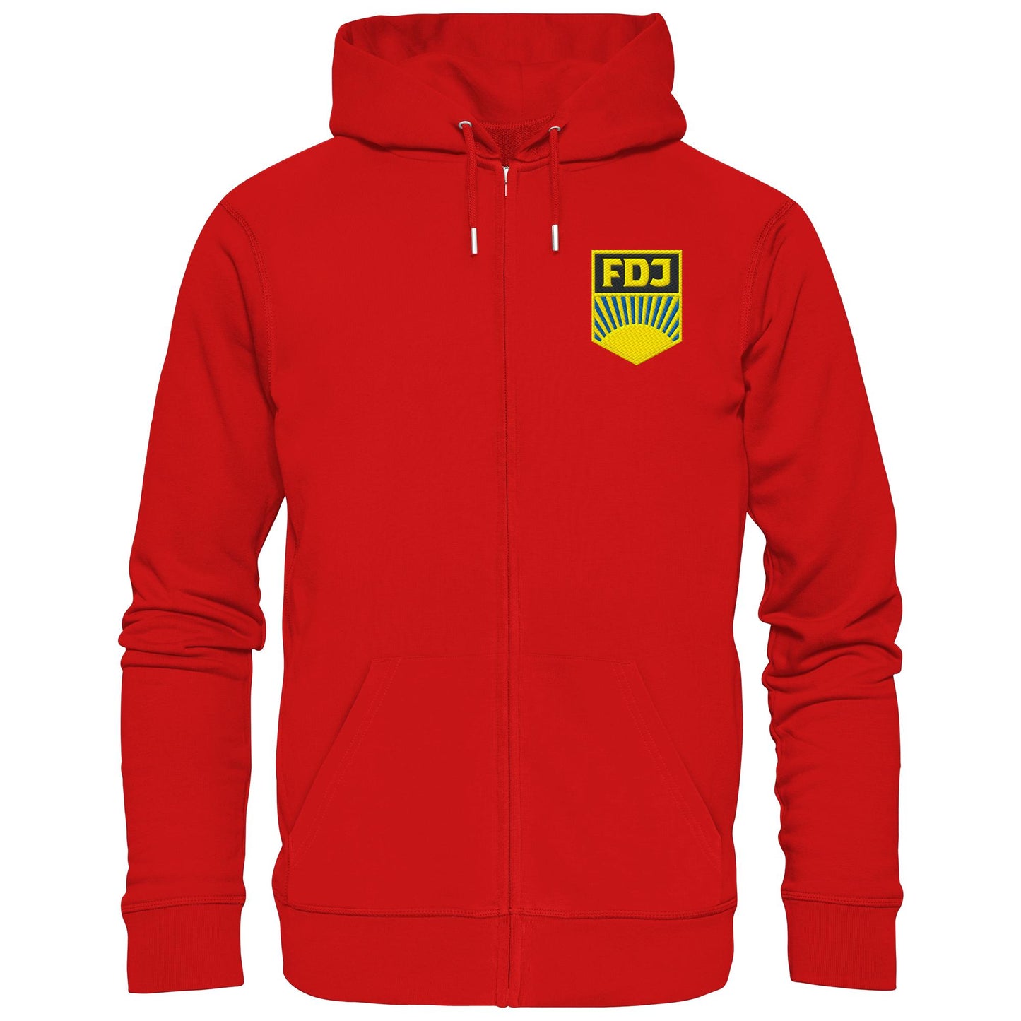 DDR Ostalgie Kapuze / Zipper Hoodie bestickt • FDJ - FARBIG