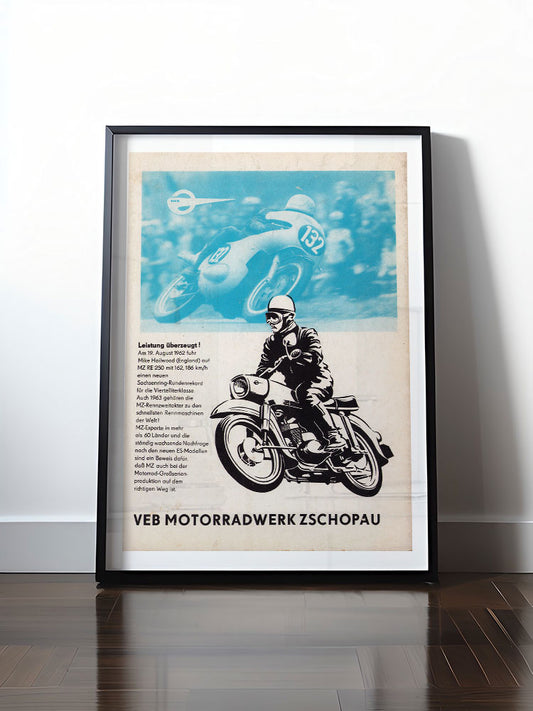 Historisches DDR Poster (A4 | A3 | A2 | A1) • VEB MOTORRADWERK ZSCHOPAU