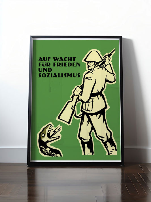 Historisches DDR Poster (A4 | A3 | A2 | A1) • NVA: AUF WACHT FÜR FRIEDEN UND SOZIALISMUS