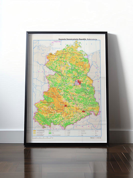 Historisches DDR Poster (A4 | A3 | A2 | A1) • DDR BODENNUTZUNG LANDKARTE
