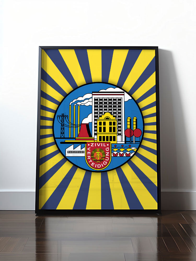 Historisches DDR Poster (A4 | A3 | A2 | A1) • DDR ZIVILVERTEIDIGUNG (ORIGINAL GLAS-DESIGN)
