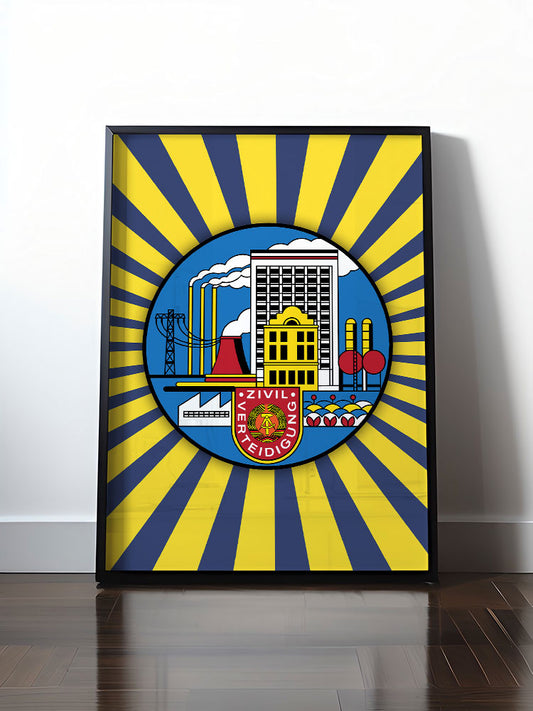 Historisches DDR Poster (A4 | A3 | A2 | A1) • DDR ZIVILVERTEIDIGUNG (ORIGINAL GLAS-DESIGN)