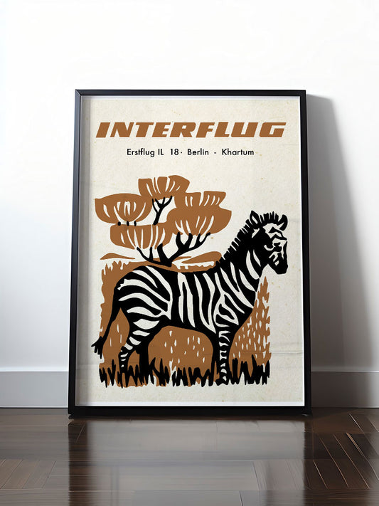 Historisches DDR Poster (A4 | A3 | A2 | A1) • INTERFLUG BERLIN - KHARTUM (ORIGINAL SONDERSTEMPEL)