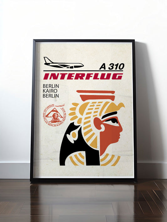 Historisches DDR Poster (A4 | A3 | A2 | A1) • INTERFLUG BERLIN - KAIRO (ORIGINAL SONDERSTEMPEL)