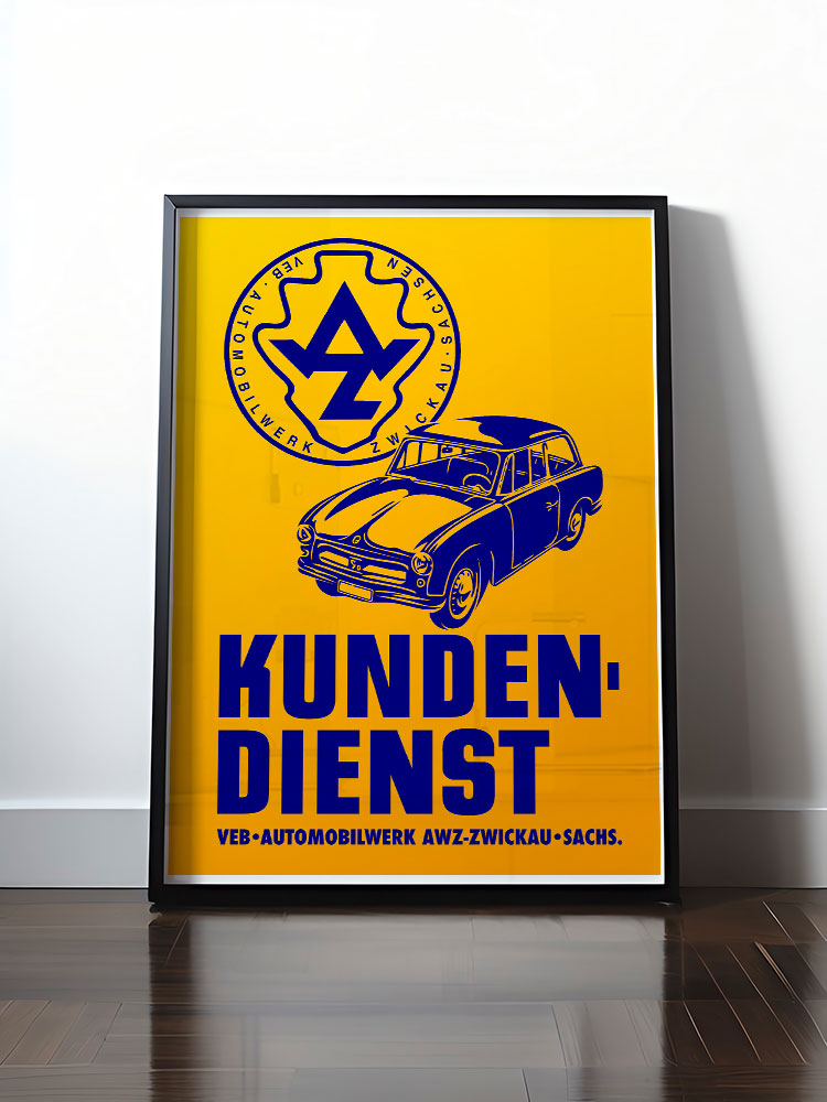 Historisches DDR Poster (A4 | A3 | A2 | A1) • P70 KUNDENDIENST VEB AWZ ZWICKAU