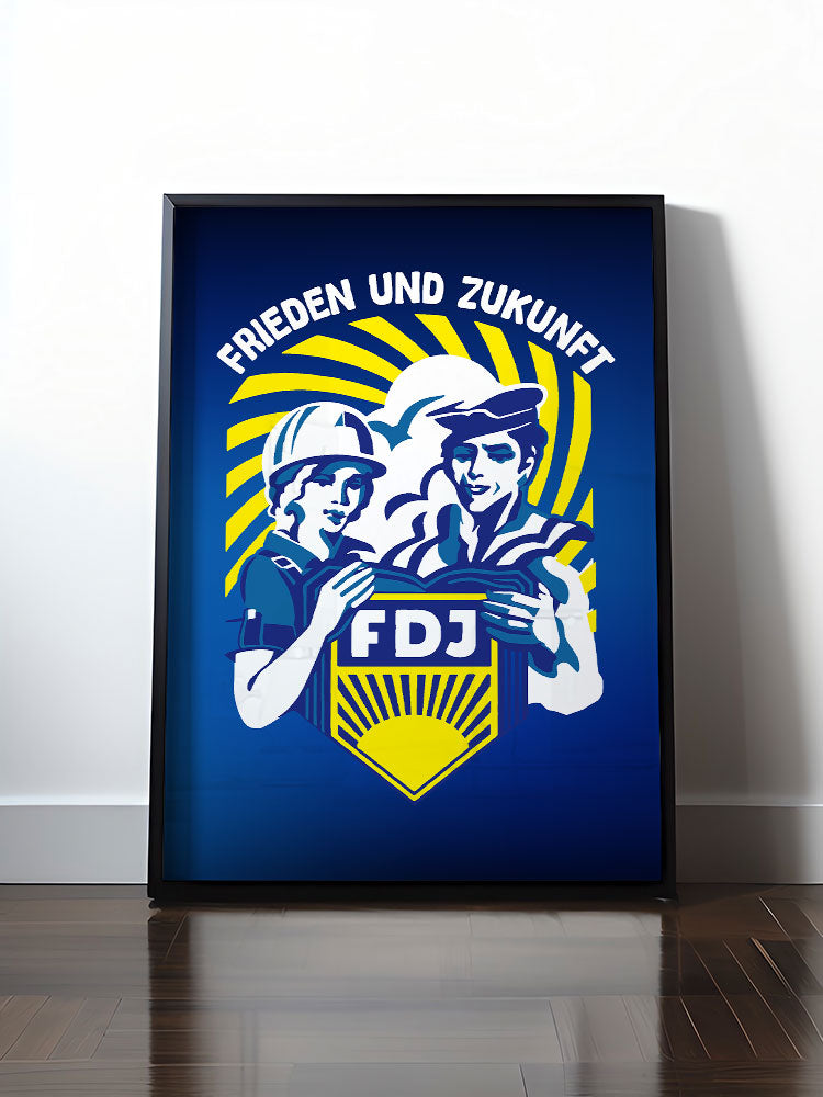 Historisches DDR Poster (A4 | A3 | A2 | A1) • FDJ - FRIEDEN UND ZUKUNFT (ORIGINAL WIMPEL)
