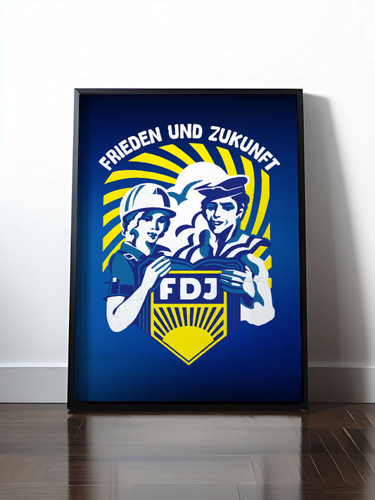 Historisches DDR Poster (A4 | A3 | A2 | A1) • FDJ - FRIEDEN UND ZUKUNFT (ORIGINAL WIMPEL)