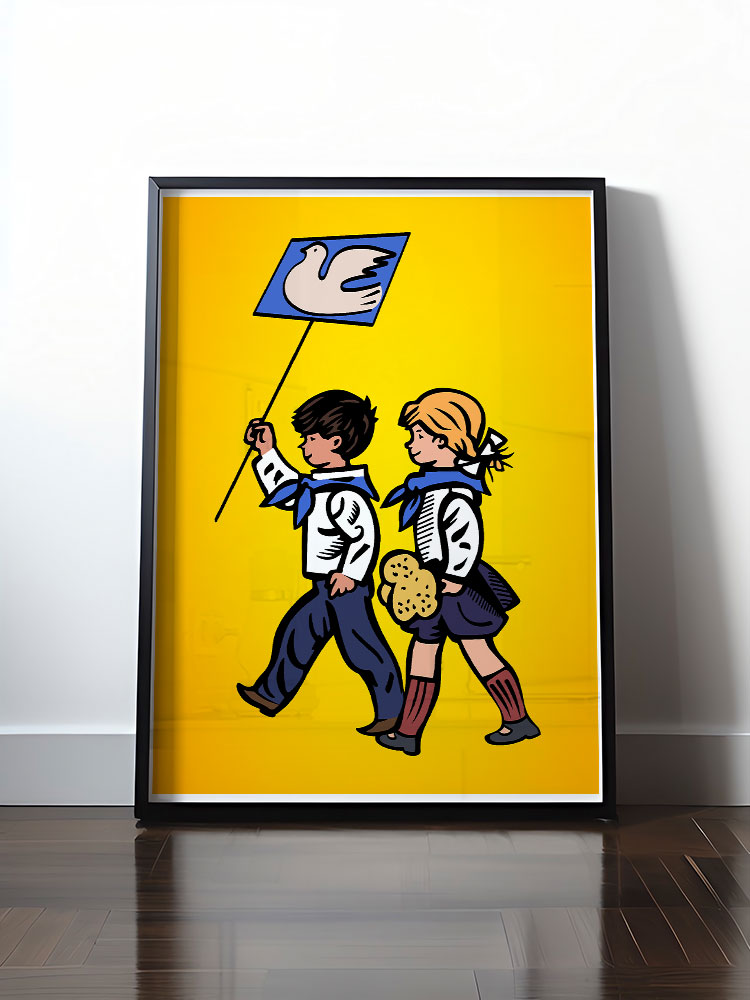 Historisches DDR Poster (A4 | A3 | A2 | A1) • KLEINE WEISSE FRIEDENSTAUBE - ILLUSTRATION UNSERE FIBEL