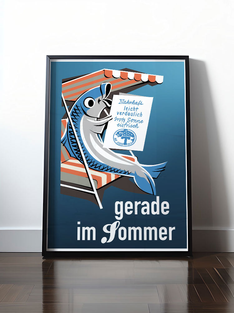 Historisches DDR Poster (A4 | A3 | A2 | A1) • FISCH, FRISCH AUF JEDEN TISCH - GERADE IM SOMMER