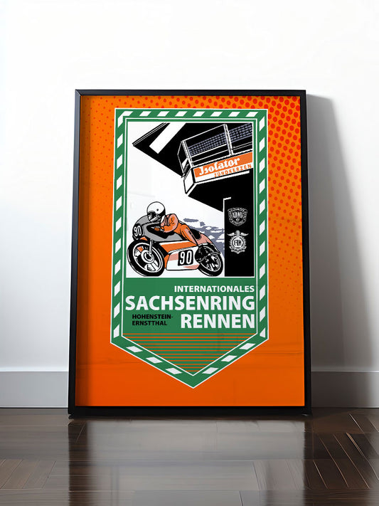 Historisches DDR Poster (A4 | A3 | A2 | A1) • SACHSENRING-RENNEN ZWICKAU 1990 (ORIGINAL-WIMPEL)