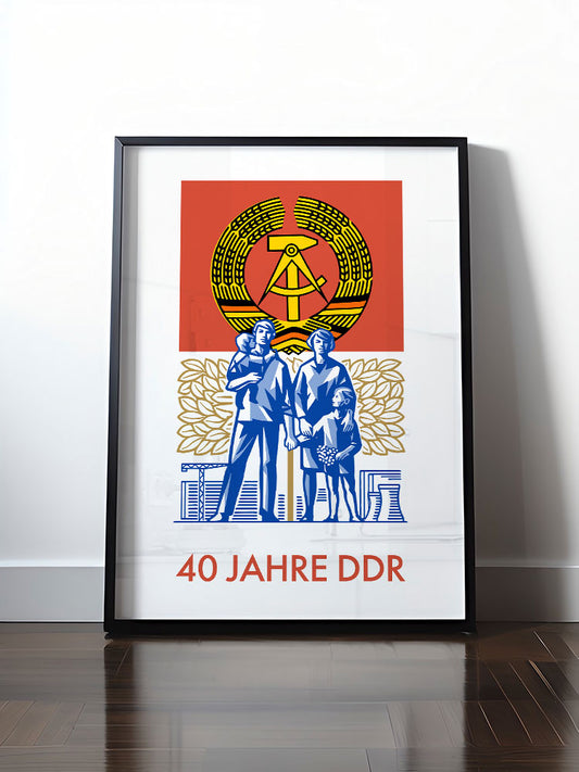 Historisches DDR Poster (A4 | A3 | A2 | A1) • 40 JAHRE DDR (BRIEFMARKE)
