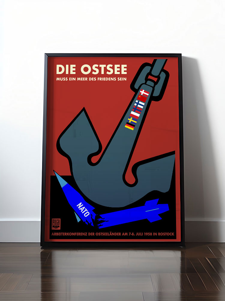 Historisches DDR Poster (A4 | A3 | A2 | A1) • DIE OSTSEE MUSS EIN MEER DES FRIEDENS SEIN, ARBEITERKONFERENZ 1958