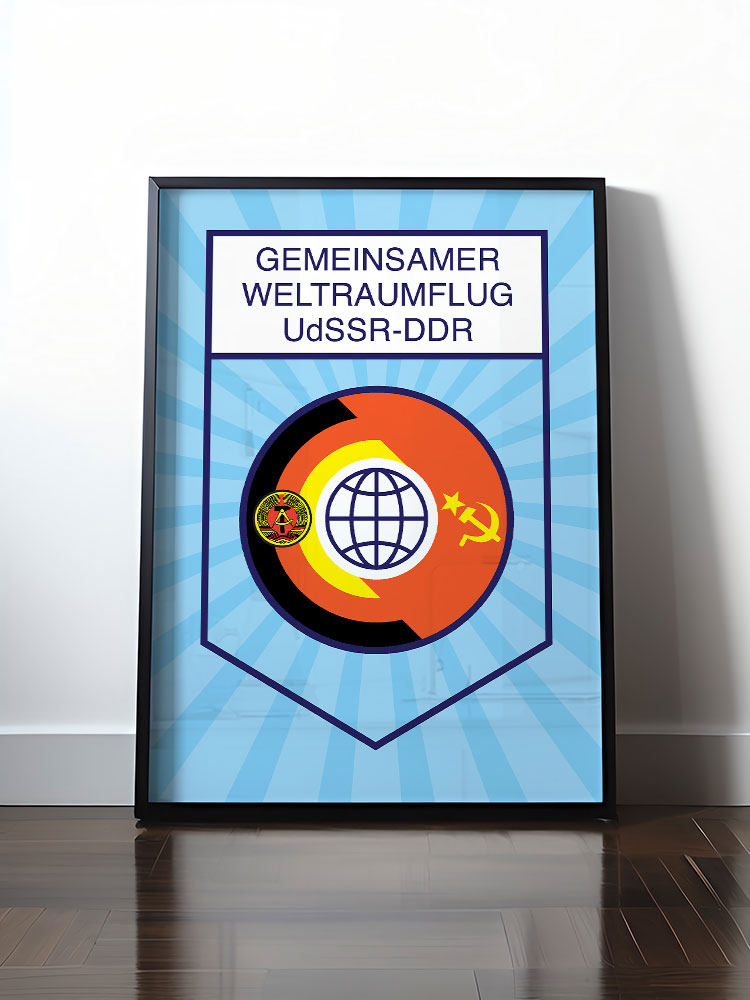 Historisches DDR Poster (A4 | A3 | A2 | A1) • GEMEINSAMER WELTRAUMFLUG UDSSR-DDR (ORIGINAL WIMPEL)