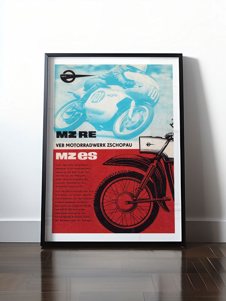 Historisches DDR Poster (A4 | A3 | A2 | A1) • MZ - VEB MOTORRAFWERK ZSCHOPAU