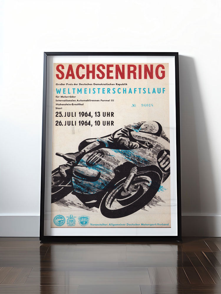 Historisches DDR Poster (A4 | A3 | A2 | A1) • WELTMEISTERSCHAFTSLAUF SACHSENRING - 1964