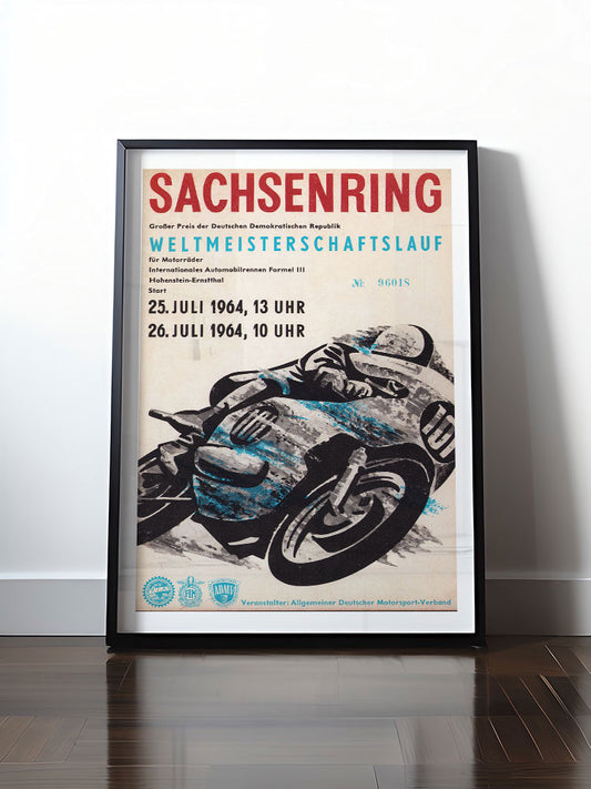 Historisches DDR Poster (A4 | A3 | A2 | A1) • WELTMEISTERSCHAFTSLAUF SACHSENRING - 1964