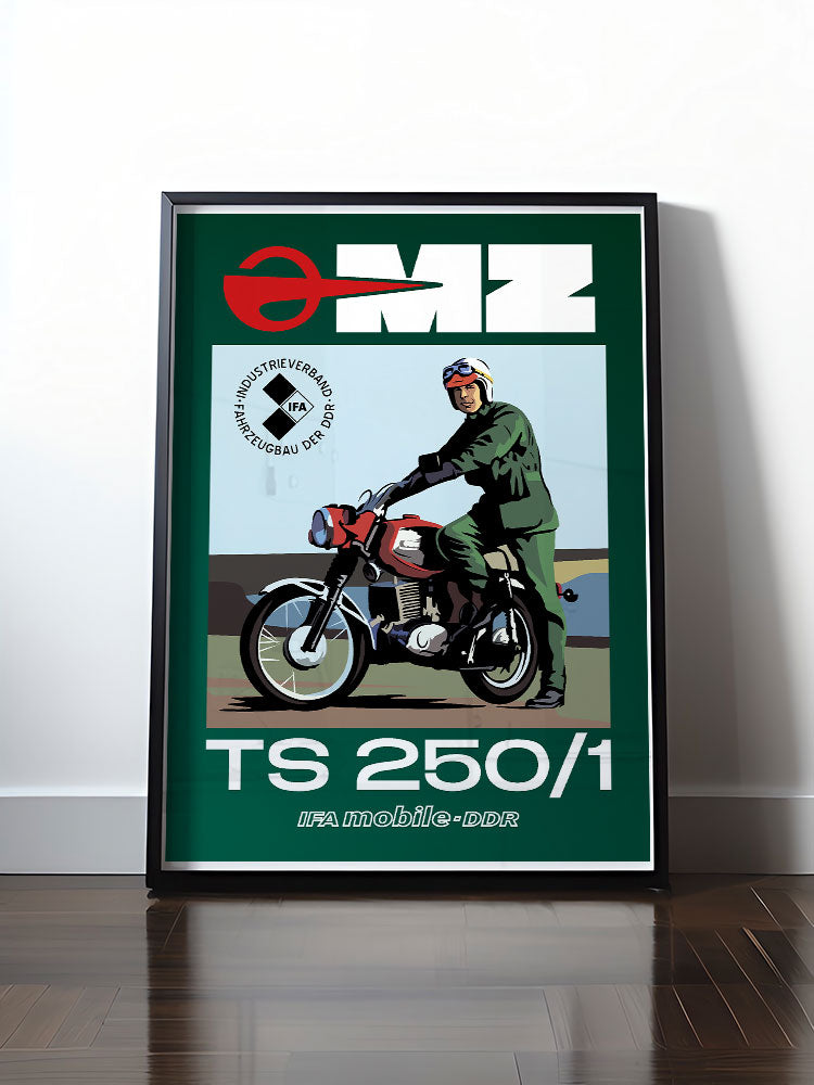 Historisches DDR Poster (A4 | A3 | A2 | A1) • MZ TS 250 (ORIGINAL DDR-PLAKAT)
