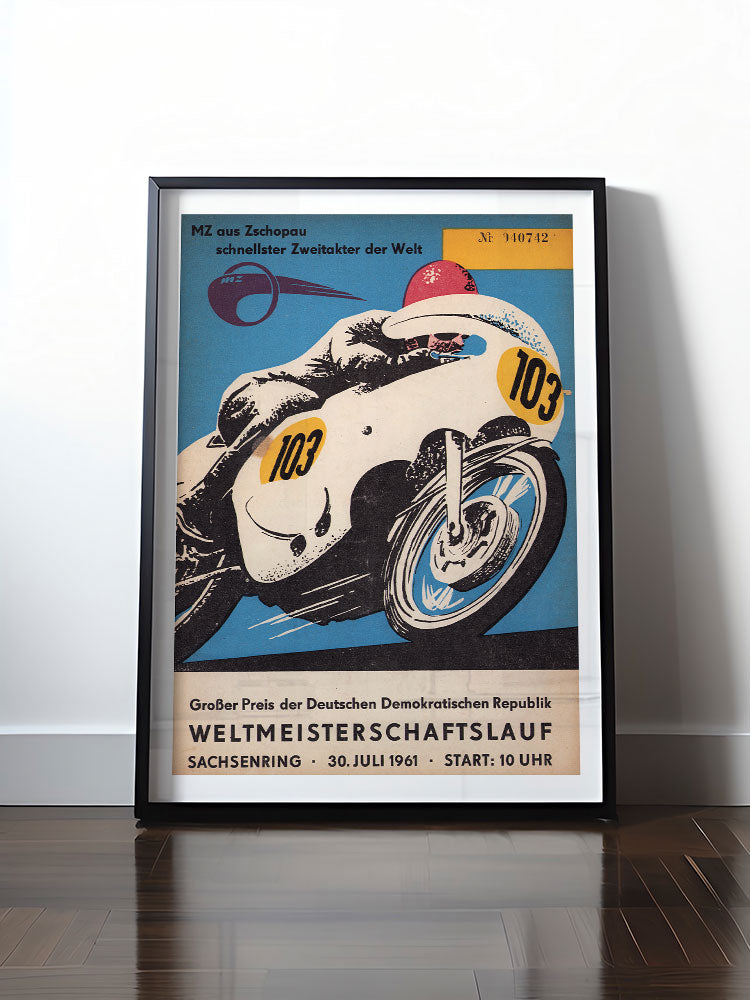 Historisches DDR Poster (A4 | A3 | A2 | A1) • WELTMEISTERSCHAFTSLAUF SACHSENRING - 1961