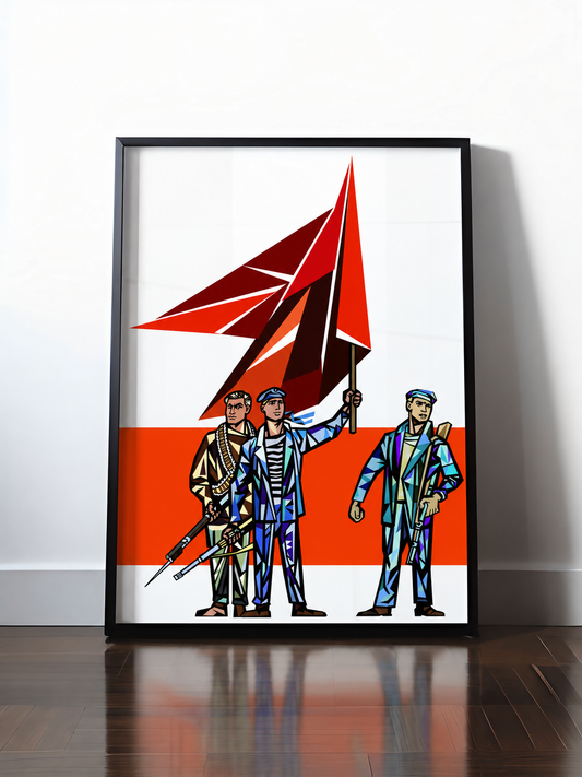 Historisches DDR Poster (A4 | A3 | A2 | A1) • WALTER WOMACKA - BEWAFFNETE ARBEITER (STAATSRATSGEBÄUDE, Aus der Geschichte der Deutschen Arbeiterbewegung, 1964)